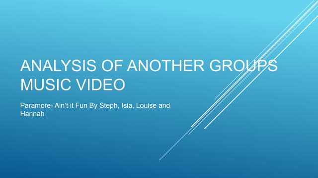Analysis of another msuic video