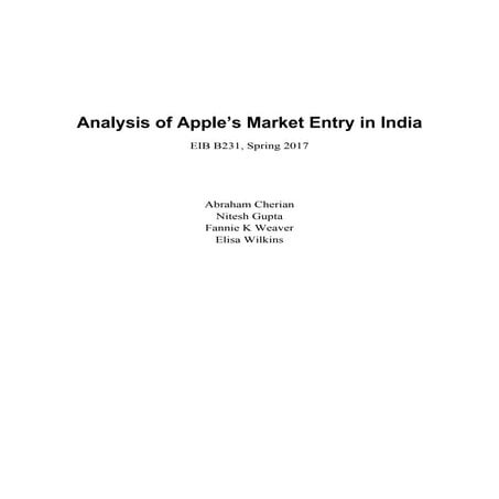 Analysis of Apple iPhone's Indian market entry