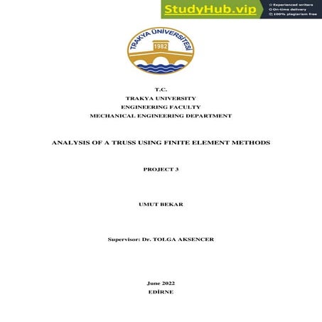 ANALYSIS OF A TRUSS USING FINITE ELEMENT METHODS