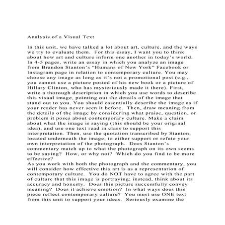OBJECTIVE To critically analyze and interpret visual and textual .docx
