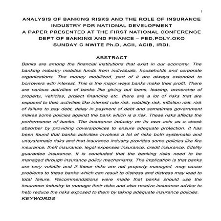 Analysis of banking risks and the role of insurance indu (1)