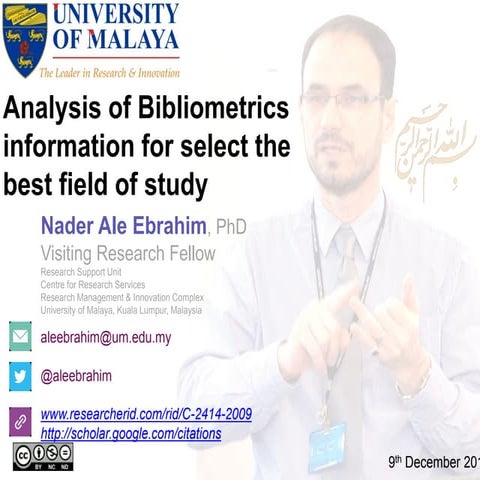 Analysis of Bibliometrics information for select the best field of study