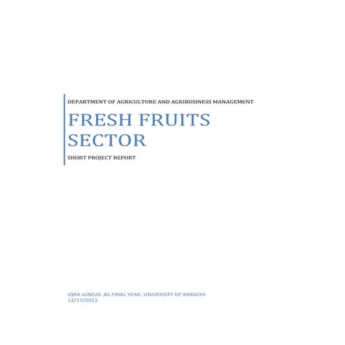 Analysis of business operation of fresh fruits in pakistan