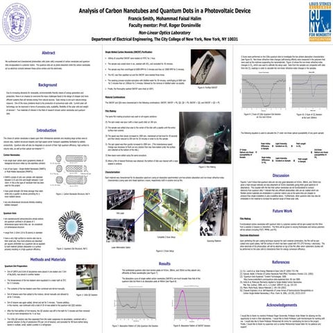 Analysis Of Carbon Nanotubes And Quantum Dots In A Photovoltaic Device