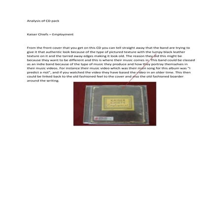 Analysis of cd pack kaiser cheifs newest