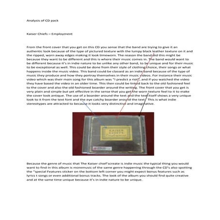 Analysis of cd pack kaiser cheifs newest