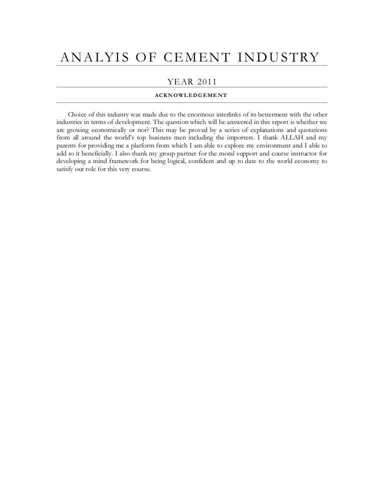 Analysis of cement industry report 2011
