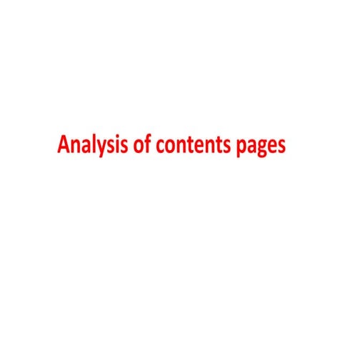 Analysis of contents pages