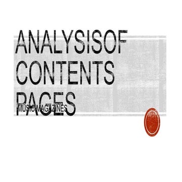 Analysis of  contents pages