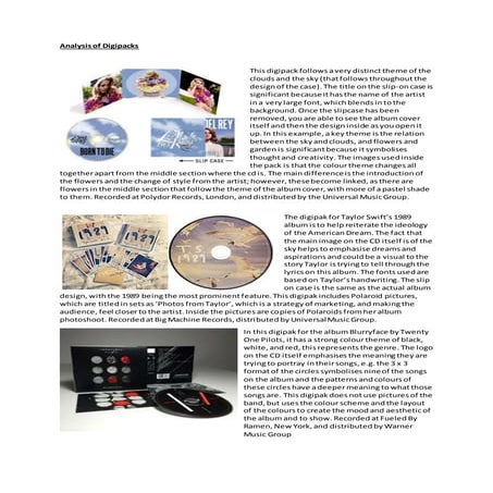 Analysis of Digipacks and Album Adverts