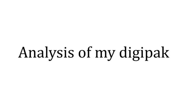 Analysis of digipak