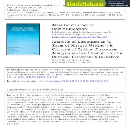 Analysis Of Discourse As  Quot A Form Of History Writing Quot   A Critique Of...