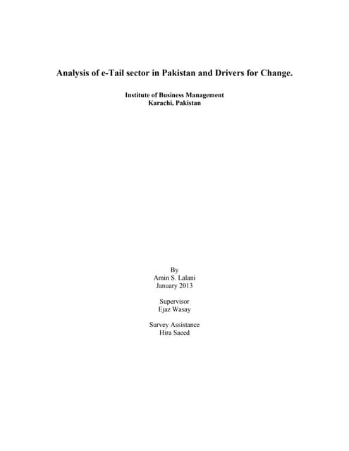 Analysis of e tail sector in pakistan and drivers for change