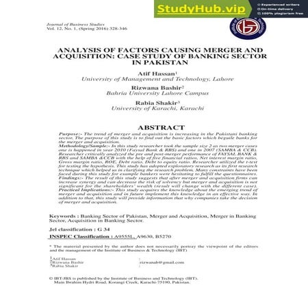 Analysis Of Factors Causing Merger And Acquisition Case Study Of ...