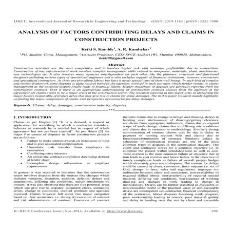 Analysis of factors contributing delays and claims in