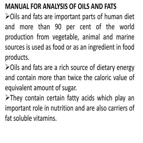 A nalysis of fat and oil