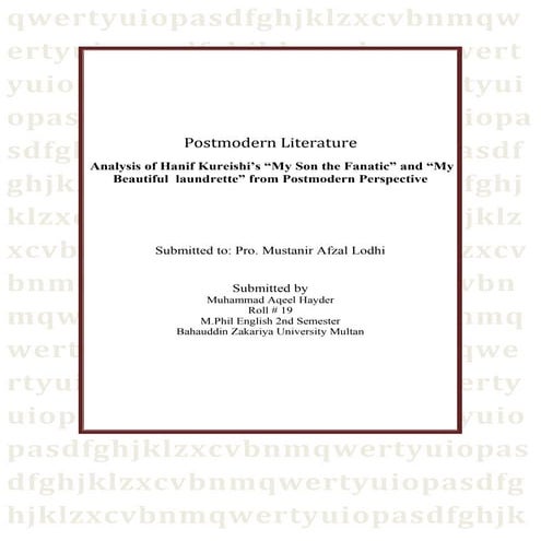 Analysis of hanif kureishi’s “my son the fanatic” and “my beautiful  laundret...