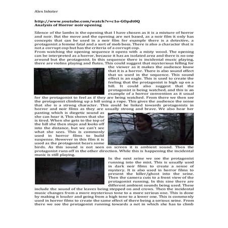 Analysis of horror noir opening