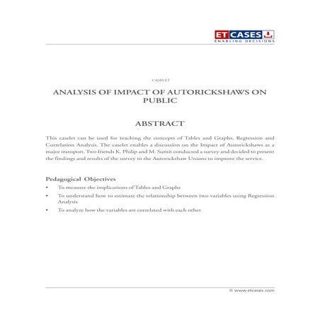 Analysis of impact of auto rickshaws on public - abstract