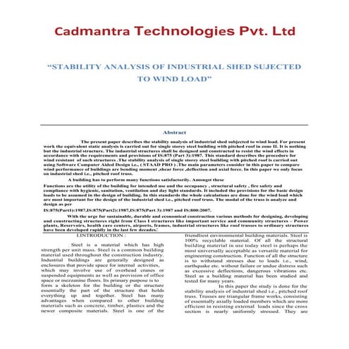 Analysis of industrial shed