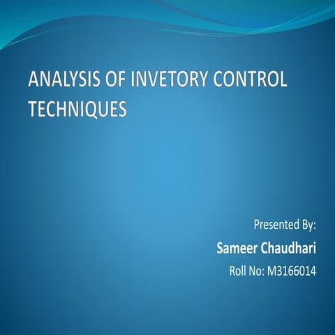 Analysis of invetory control techniques