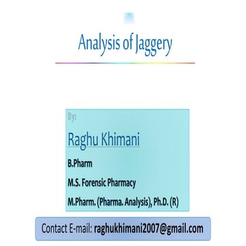 Analysis of jaggery