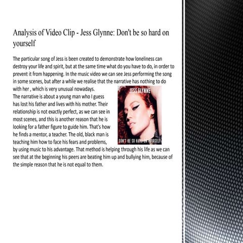 Analysis of  jess glynne   don't be so hard on yourself