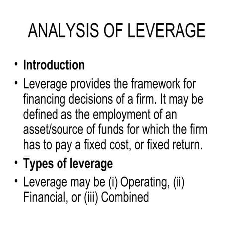 Analysis Of Leverage