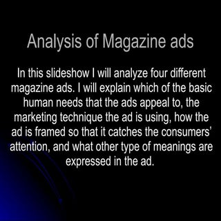 Analysis of magazine ads