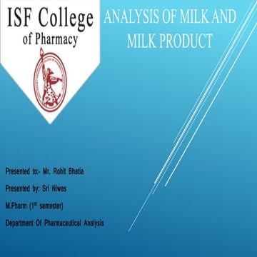 Analysis of milk and milk product