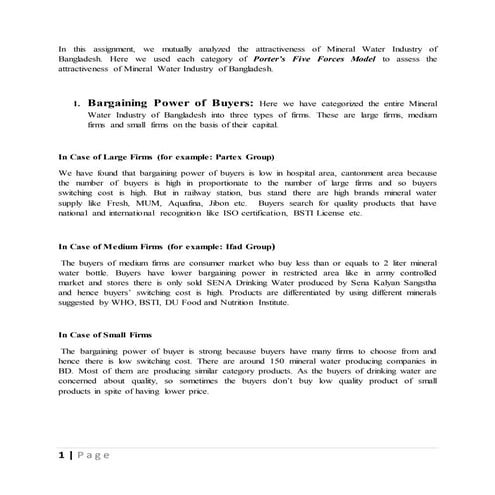 Analysis of mineral water industry of bangladesh