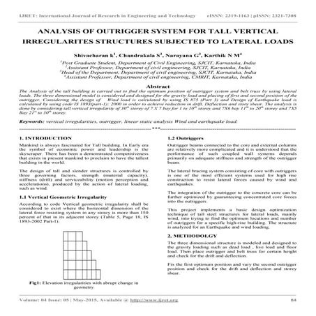 Analysis of outrigger system for tall vertical irregularites structures subje...