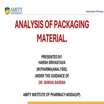 Analysis of Packaging Material, QA/QC analysis