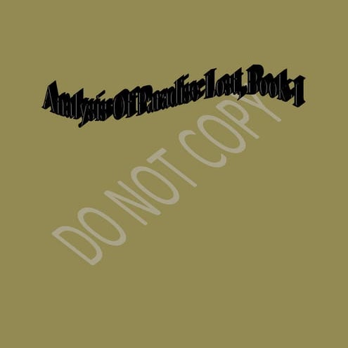 ANALYSIS OF PARADISE LOST, BOOK-I~ The Critical Evaluation.