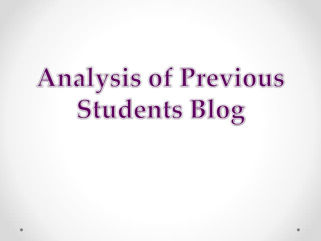 Analysis of past students blog a2