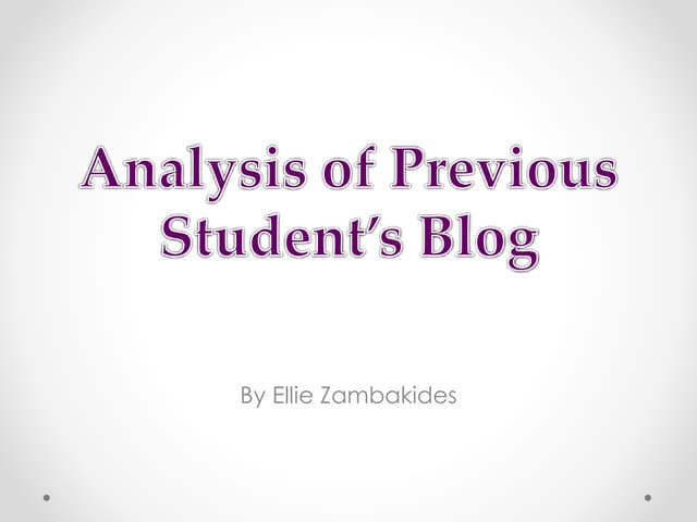 Analysis of Past Student's Blog 