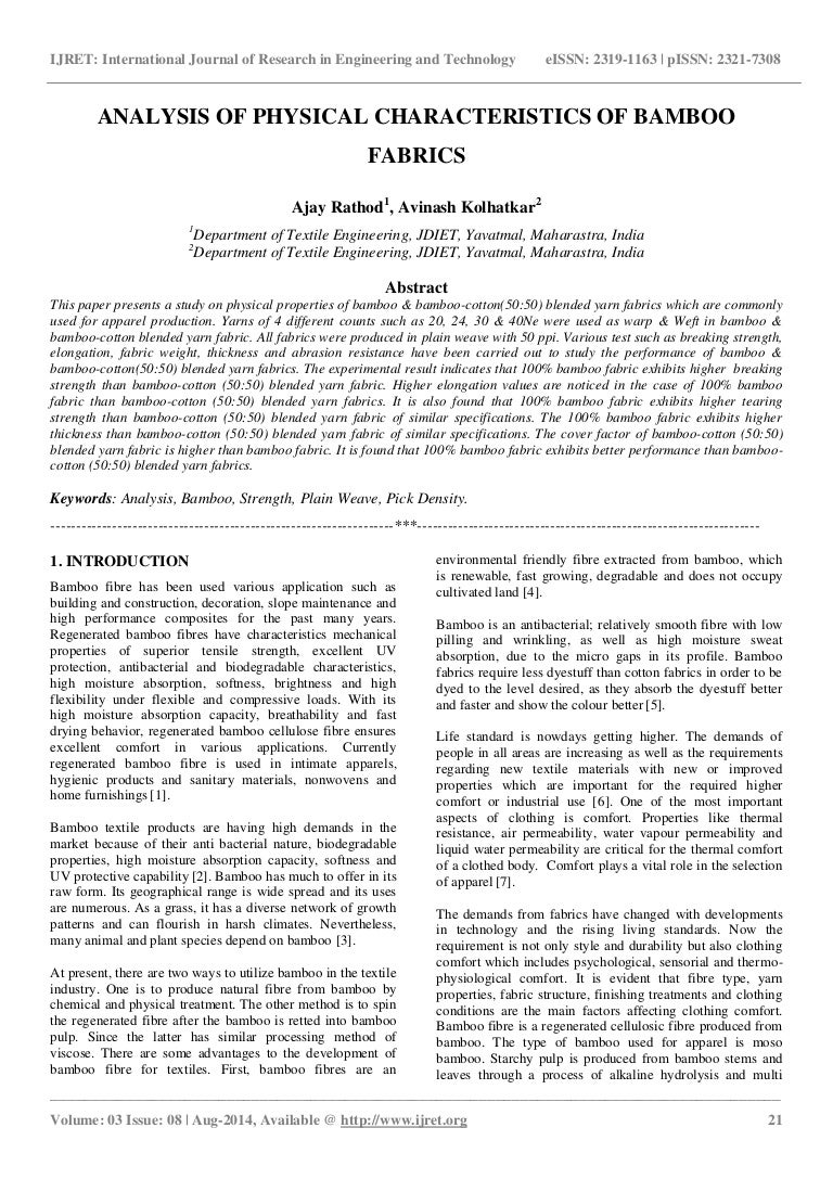 Analysis of physical characteristics of bamboo