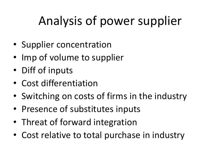 Analysis of power supplier