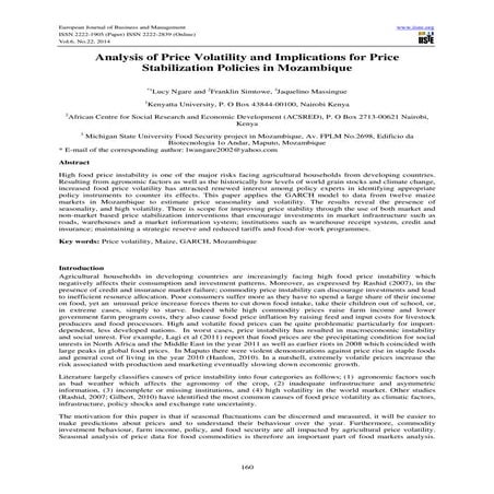 Analysis of price volatility and implications for price