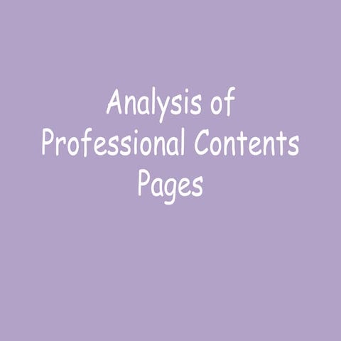 Analysis of professional contents page