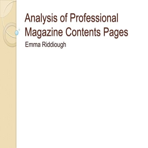 Analysis of professional magazine contents pages