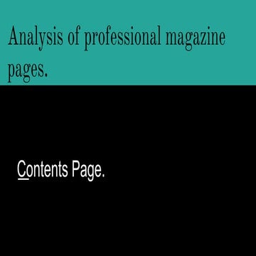 Analysis of professional magazine pages  contents page