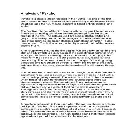 Analysis of Psycho