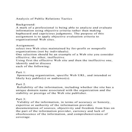 Analysis of Public Relations TacticsBackgroundA mark of a p.docx