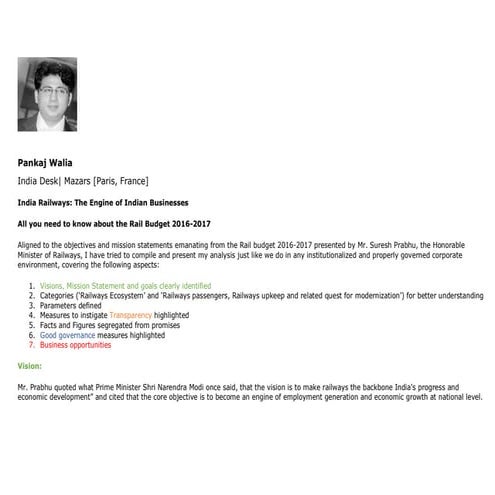 Indian Rail Budget 2016-2017