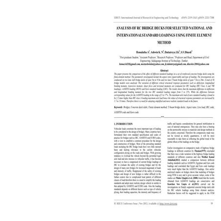 Analysis of rc bridge decks for selected national a nd internationalstandard loadings using finite element method