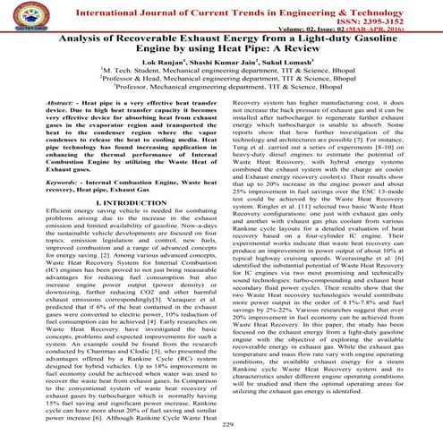 Analysis of recoverable exhaust energy from a light duty gasoline engine by u...