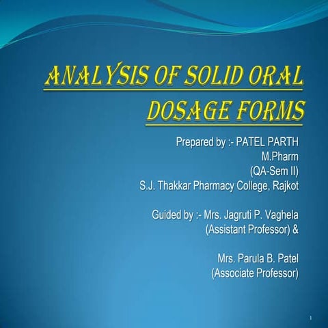 Analysis of solid oral