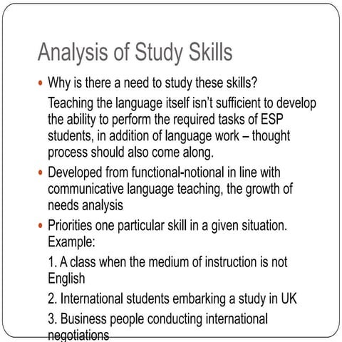 Analysis of study skills