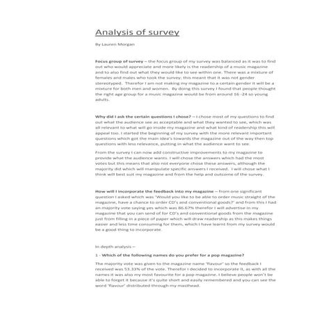 Analysis of survey